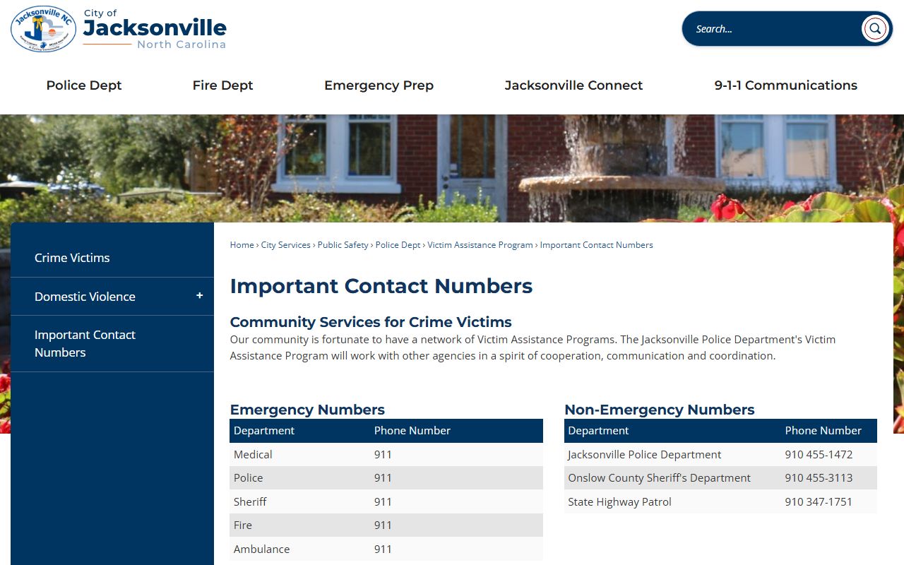 Jacksonville phone numbers public safety contact numbers